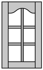 Cathedral top six Lite glass cabinet door